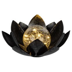 Светильник уличный ЭРА ERASF22-52 на солнечной батарее садовый Лотос 2 в 1 стекло кракле 20LED | Садовые декоративные светильники