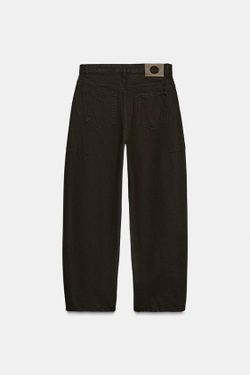 ZARA ДЖИНСЫ ZW COLLECTION ANKLE BALLOON СО СРЕДНЕЙ ПОСАДКОЙ, ШОКОЛАДНЫЙ