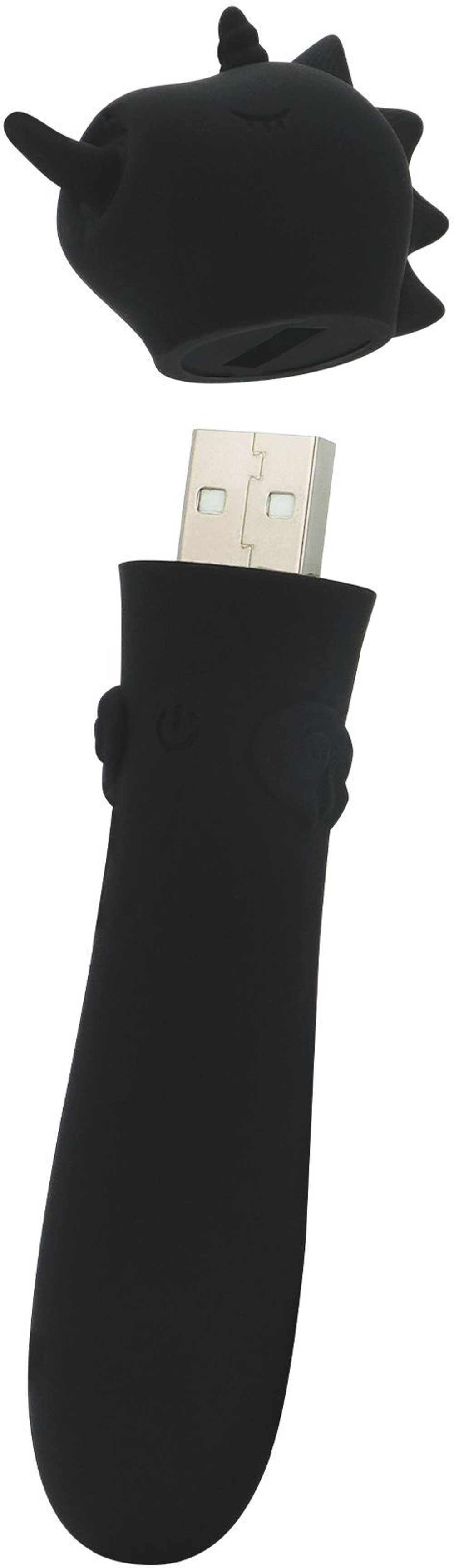 Черная вибропуля Unihorn USB Wild Spirit со стимуляцией язычком