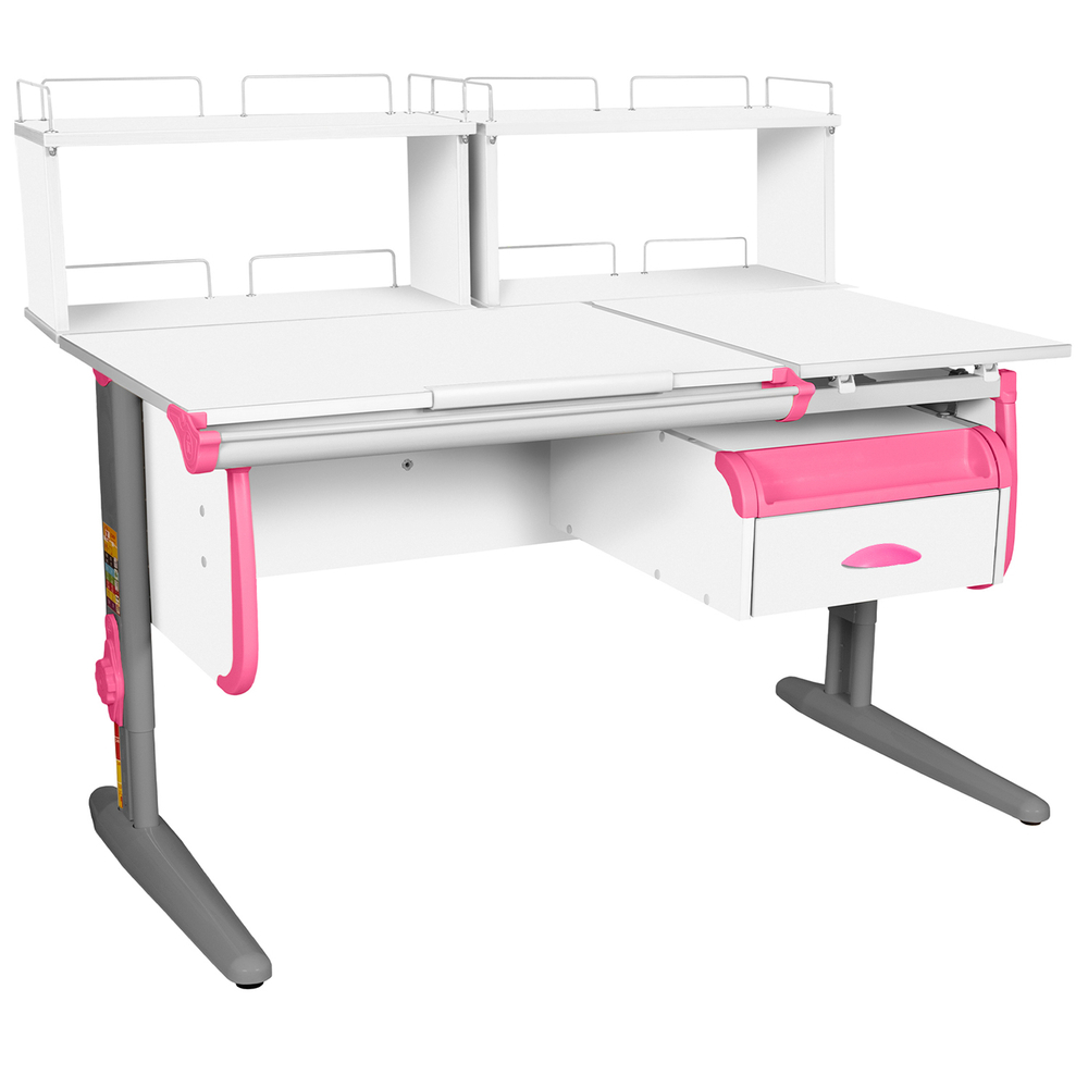 Растущая парта СУТ 25 с задними полками СУТ.15.240 и навесной тумбой (1200×880 мм)