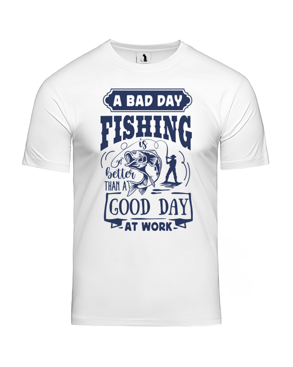 Футболка A bad day fishing прямая белая с синим рисунком