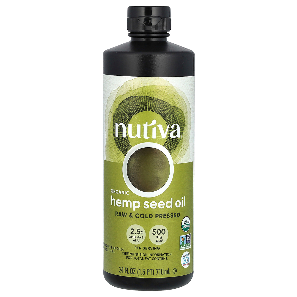Nutiva, органическое конопляное масло, необработанное, холодного отжима, 710 мл (24 жидк. унции)
