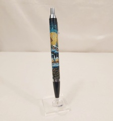 Ручка "Деревенский пейзаж" с ручной росписью Палех в футляре