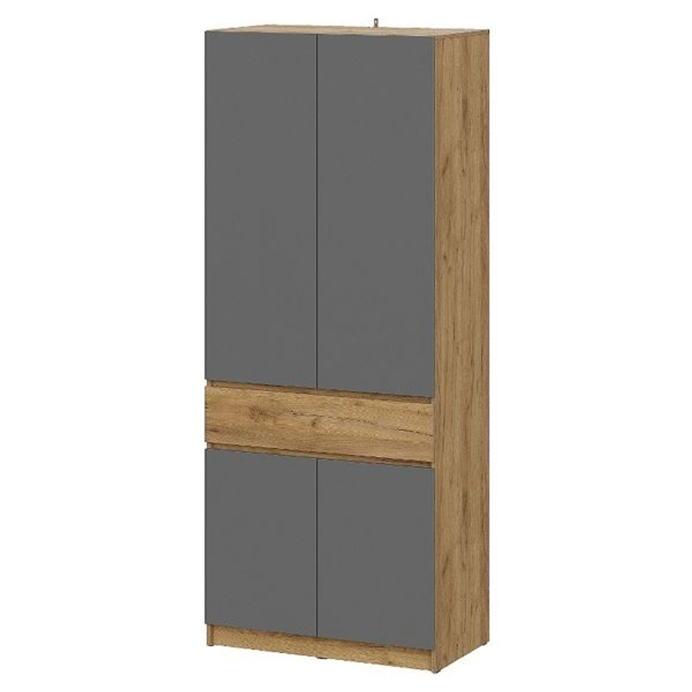 Авиньон Шкаф двухстворчатый Дуб крафт золотой/графит серый