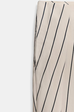 ZARA БРЮКИ В ПОЛОСКУ СО СКЛАДКАМИ — ZW COLLECTION, ЭКРЮ/ТЕМНО-СИНИЙ