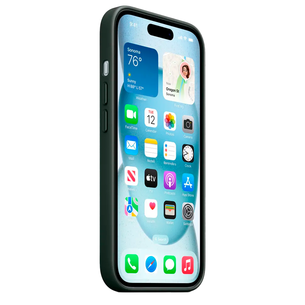 Тканевый чехол с поддержкой MagSafe Apple FineWoven Case для iPhone 15 Plus, Evergreen (Вечнозеленый)