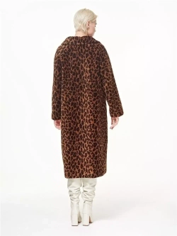 Шуба женская чебурашка тедди из шерсти мериноса, коричневый леопард, SilverFox