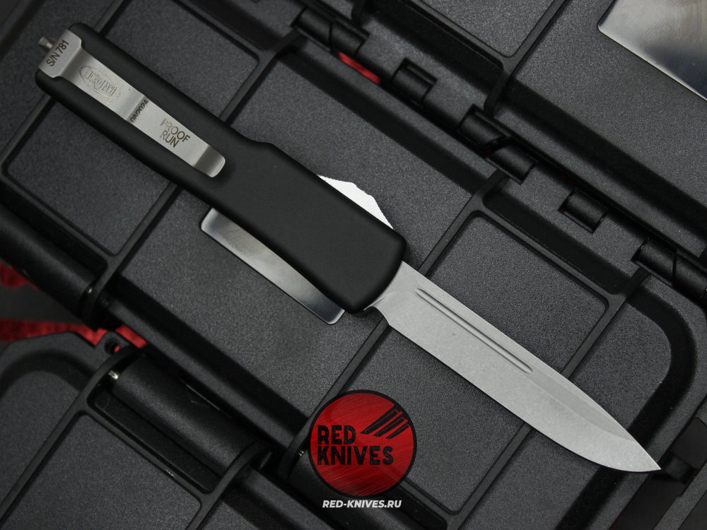 Нож Microtech UTX-70 A+++ Standard S/E - серый апокалиптик клинок, черная рукоять
