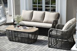 "Ницца" лаунж-зона из искусственного ротанга, цвет серый