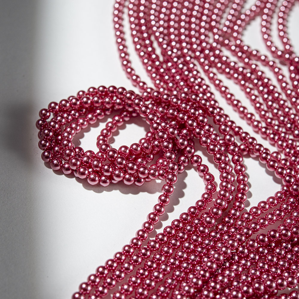 Хрустальный жемчуг, оттенок "Metalic Pink", шар 4,1мм, улучшенное покрытие