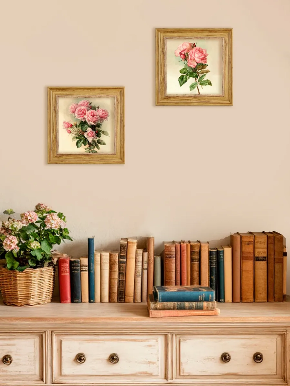 Картина настенная интерьерная в раме "под дерево" 26*26 см