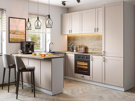 Угловая модульная кухня Лофт-06 Cream Silk - Белый 2140*1500/2300/2600*600