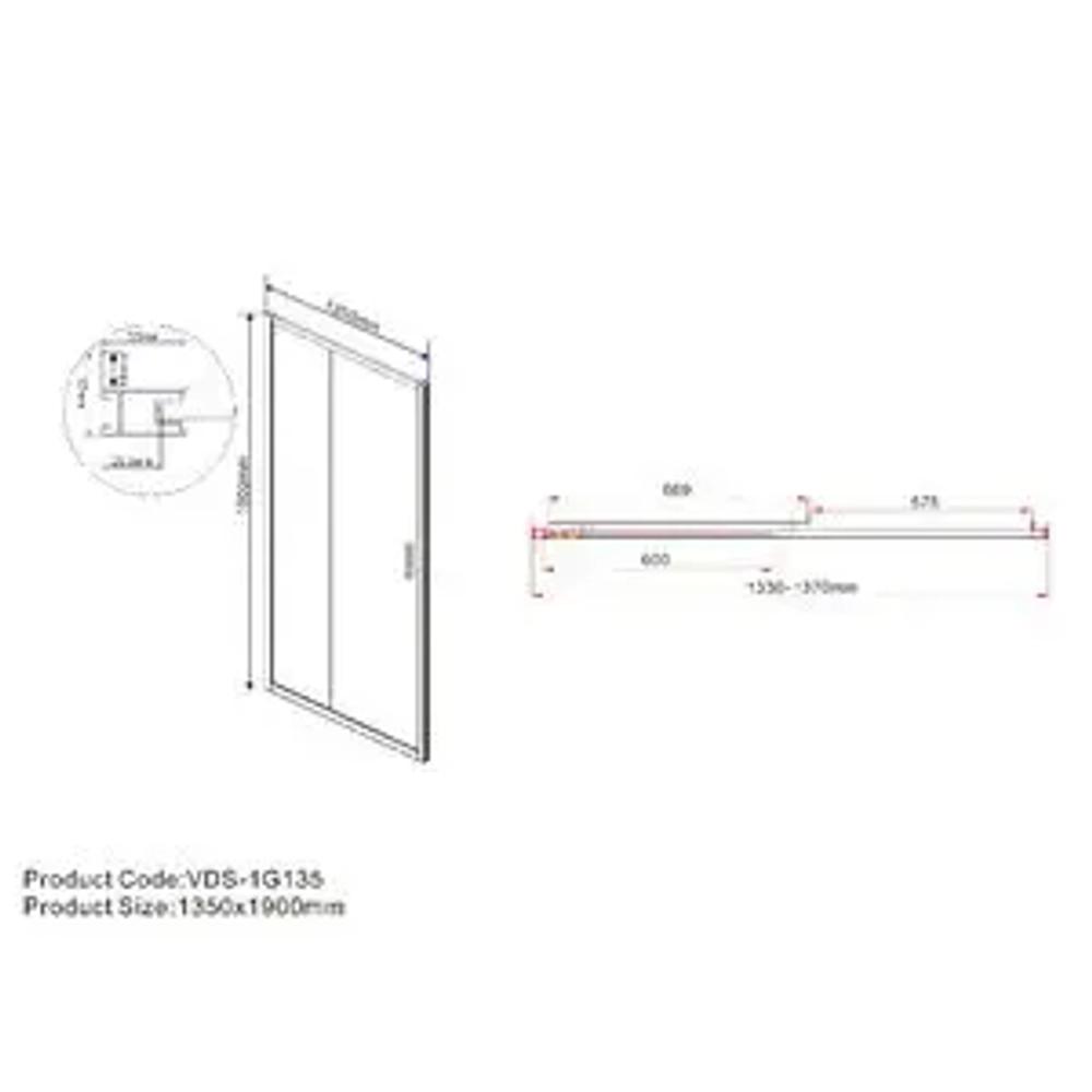 Душевая дверь Garda VDS-1G135CLG, 1350, брашированное золото, стекло прозрачное, , шт