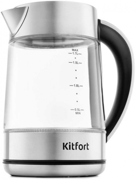 Чайник электрический Kitfort KT-690 1.7л. 2200Вт прозрачный (корпус: стекло)
