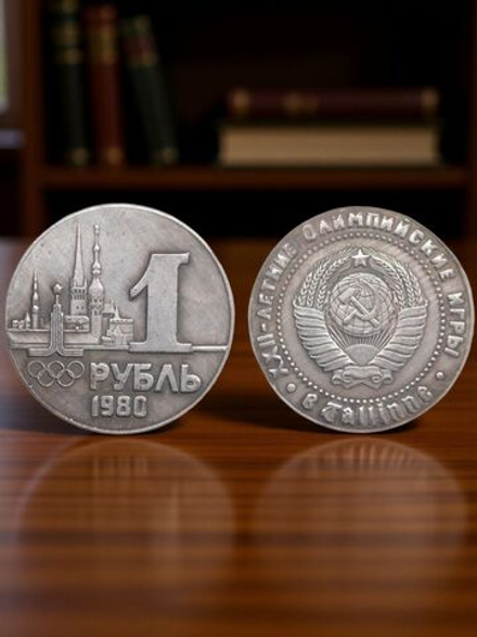 1 рубль 1980 года СССР Олимпиада-80 в Таллине Олимпийские игры Копия пробной монеты посеребрение