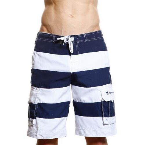 Мужские пляжные шорты Abercrombie&amp;Fitch белые в темно-синию полоску