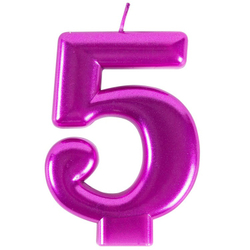 Свечи-цифры "Ярко-розовые металлик" 8 см (от 0 до 9)