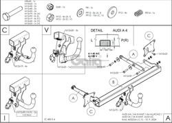 Фаркоп оцинкованный для Audi A4/Audi A5 вертикальное быстросъемное крепление шара с ключом, Galia.A052V