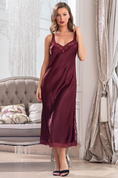 Длинная женская сорочка ВИКТОРИЯ 7108 бордо