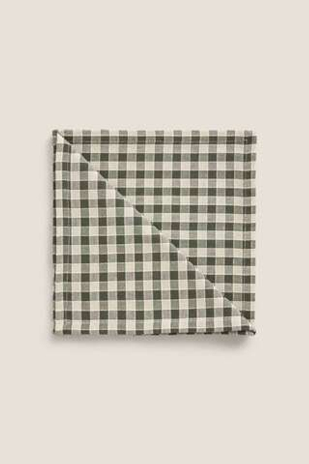 ZARA HOME САЛФЕТКИ ИЗ ХЛОПЧАТОБУМАЖНОЙ ТКАНИ В КЛЕТКУ (УПАКОВКА ИЗ 2 ШТУК), ЗЕЛЕНЫЙ