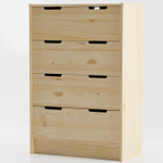 Комод, 62х30х90, Раст, для одежды и игрушек, с ящиками, массив сосны, без отделки, IKEA