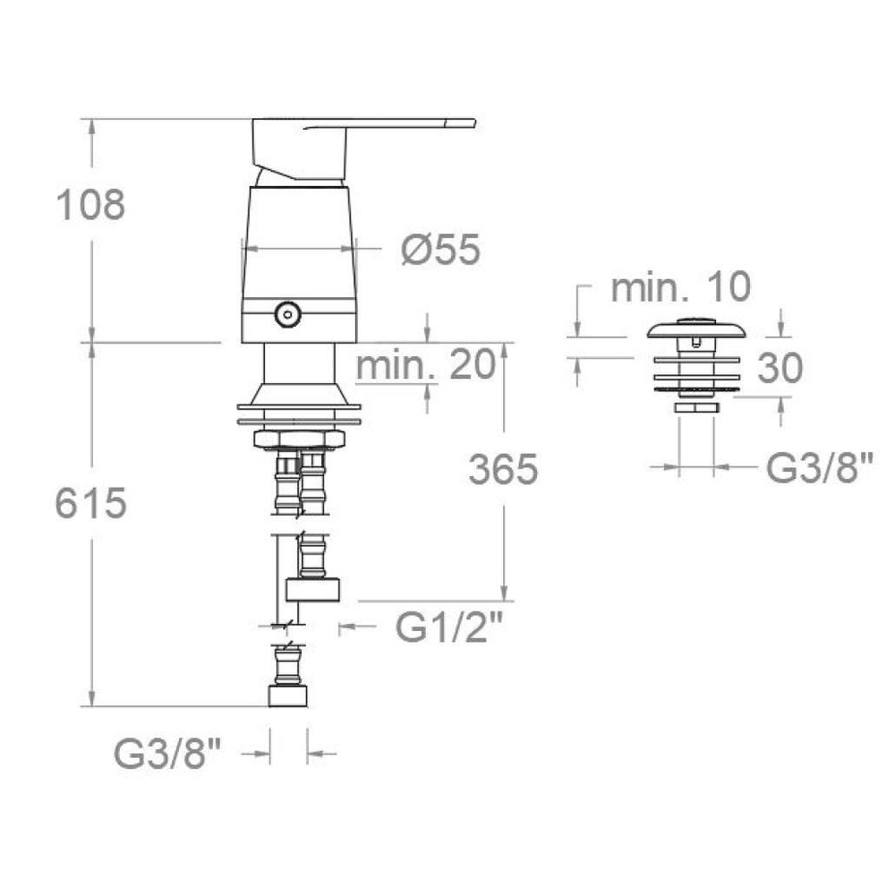 Встраиваемый смеситель для биде ALEXIA SA362303GR графит