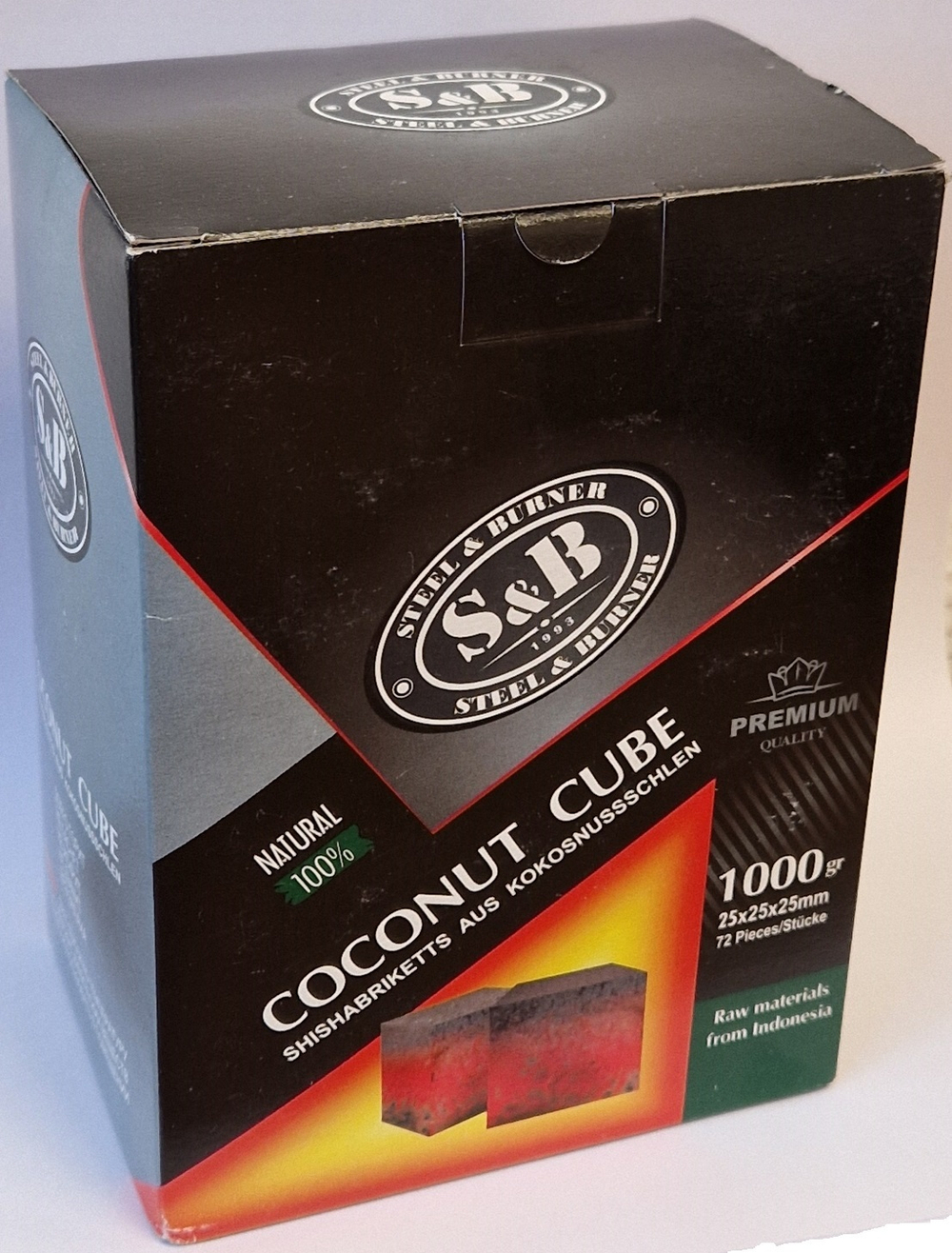 Уголь для кальяна "S&B" 1000гр. 72кубика 25*25*25мм