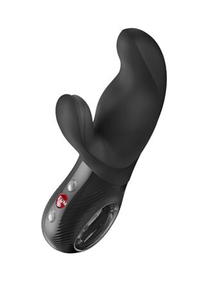 Черный вибратор с клиторальным стимулятором Miss Bi - 17 см. (Цвет: черный)