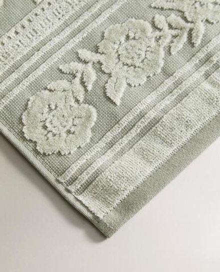 ZARA HOME ЖАККАРДОВОЕ БАННОЕ ПОЛОТЕНЦЕ ИЗ ВЕЛЮРА, СВЕТЛО-ЗЕЛЕНЫЙ
