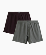 Мужские трусы боксеры Atlantic, набор из 2 шт., хлопок, баклажановые + хаки, 2MBX-054