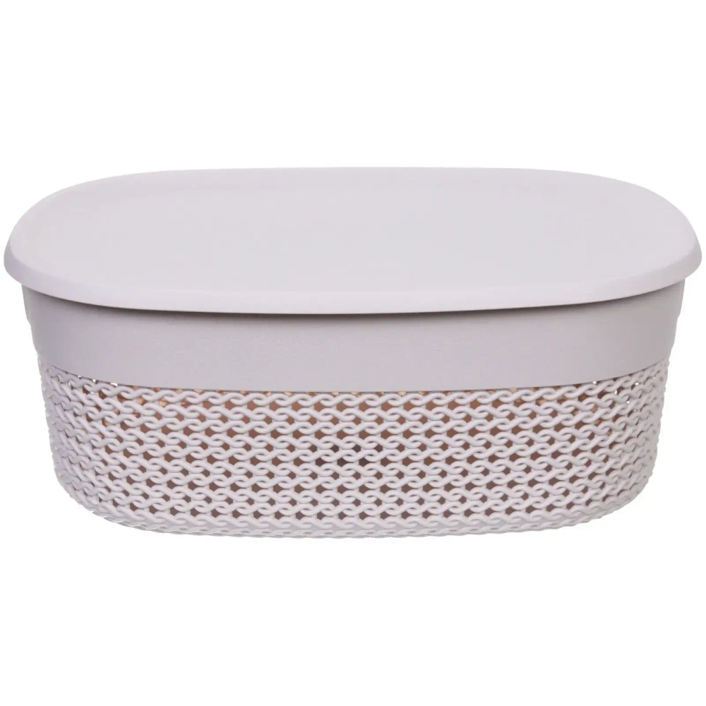 Корзина для хранения с крышкой «МАРСИ», цвет серый, 39*28*15см