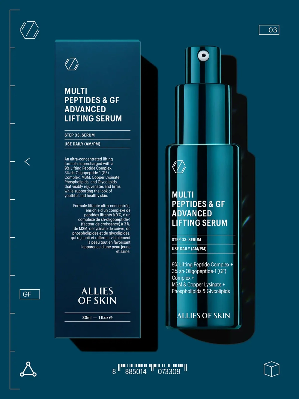 Лифтинг- Сыворотка Allies Of Skin Multi Peptides & GF Advanced Lifting Serum 30 ml