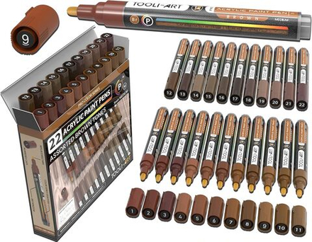 TOOLI-ART акриловые маркеры фломастеры, 3 мм , 22 шт. Brown