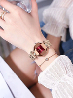 Часы женские кварцевые OLYMPIA 368 c браслетом замок бабочка (золотой, красный)