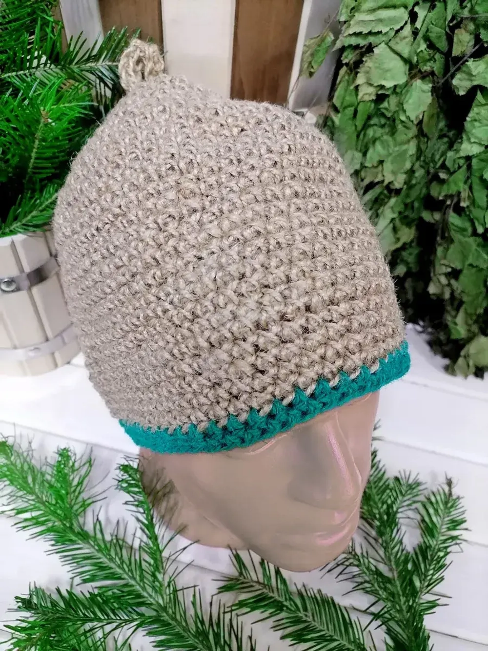 Шапка для бани джутовая