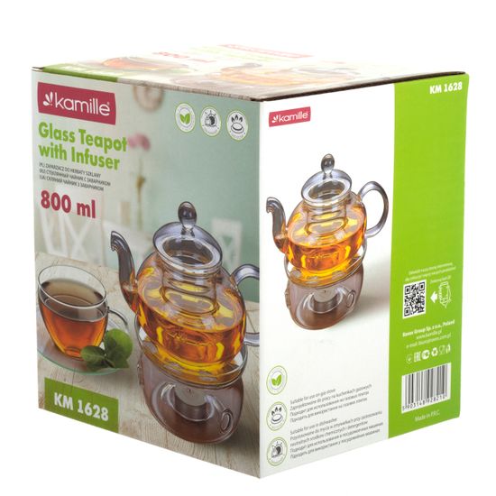Заварочный чайник 800 мл. с подставкой для свечи Kamille KM 1628 (стекло)