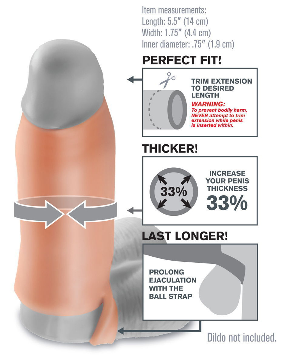 Насадка-утолщитель пениса с кольцом для подхвата мошонки Real Feel Enhancer - 14 см.