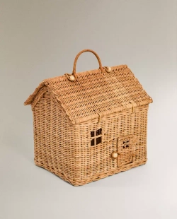 ZARA HOME КОРЗИНА ДЛЯ ХРАНЕНИЯ ДЕТСКИХ ИГРУШЕК В ФОРМЕ ДОМИКА, СВЕТЛО-БЕЖЕВЫЙ