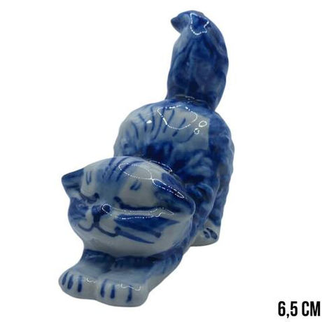 Фигурка Котенок тянется гжель