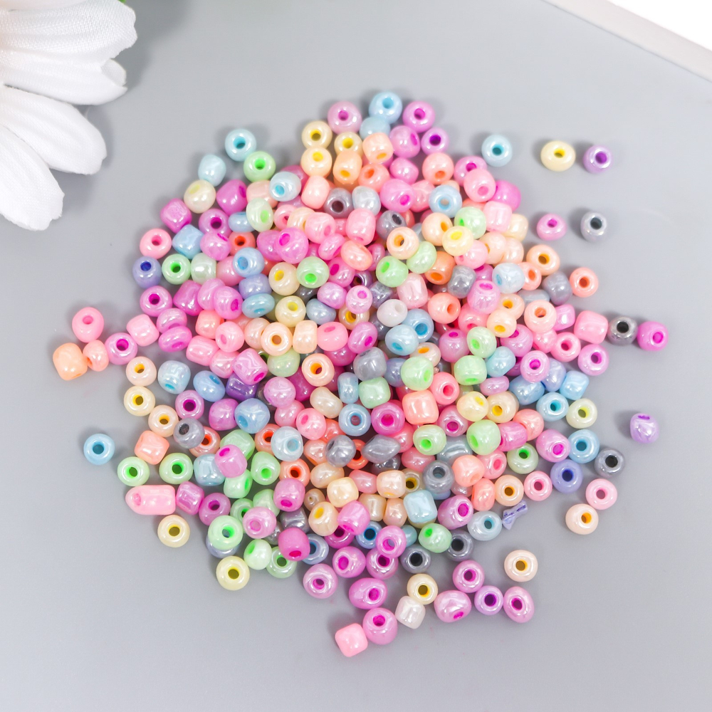 Бисер стекло 6/0 "Перламутр. Меланж. Зефирные цвета" 30 гр   7463389