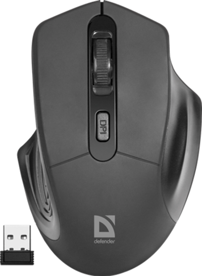 Мышь беспроводная Defender Datum MB-345 Nano B(Черный) 4кн+кл, 800-1600 dpi
