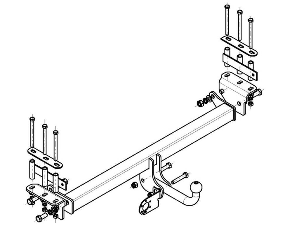 Фаркоп для Nissan Patrol GR Y61 1997-2004 Тип шара: A. Нагрузки: 2500/125 кг, NS 12