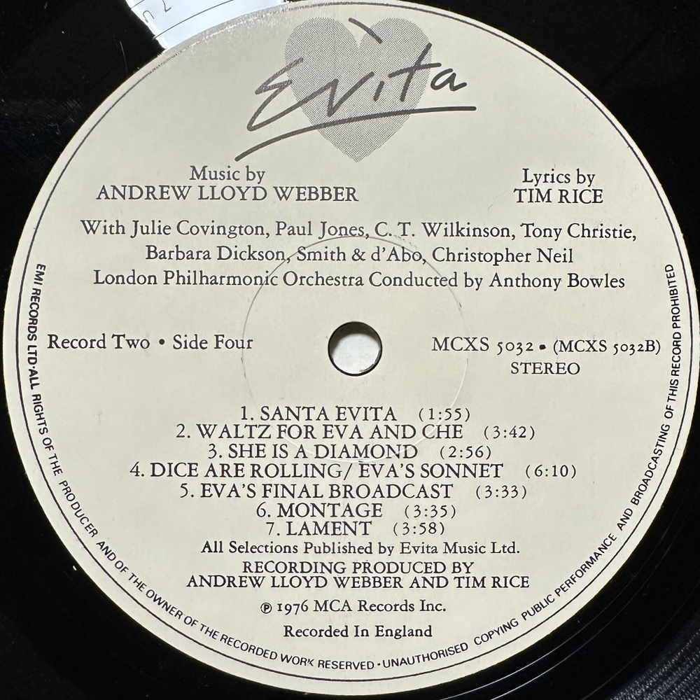 Andrew Lloyd Webber, Tim Rice - Evita 2LP (Англия 1976г.)