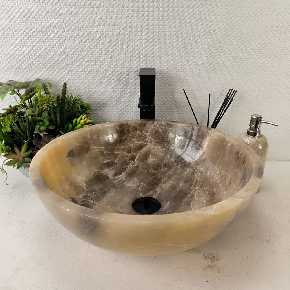 Каменная раковина из оникса Bowl Grey Medium TinLip BO-00964 (45*45*15)