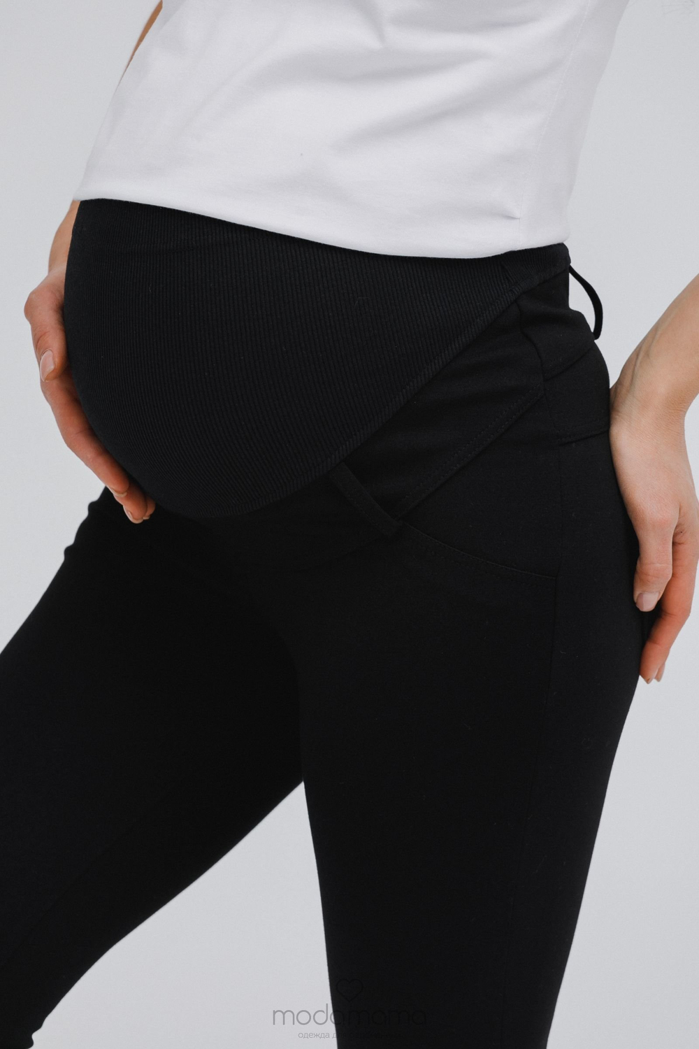 Брюки женские для беремнных без начеса плотные черные тр-803