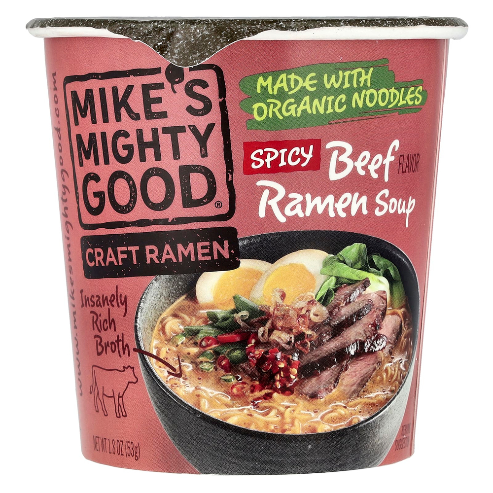 Mike's Mighty Good, Craft Ramen, пряный суп рамен с говяжьим вкусом, 53 г (1,8 унции)