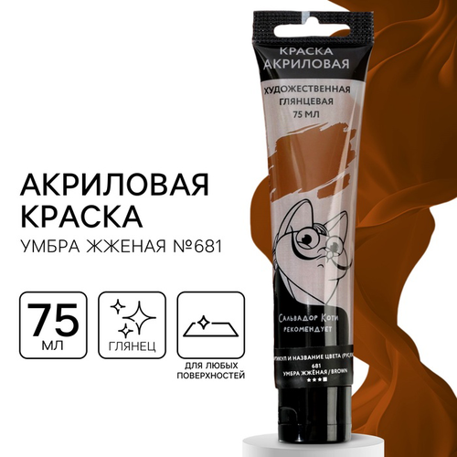 Акриловая краска, цвет умбра жженая, №681