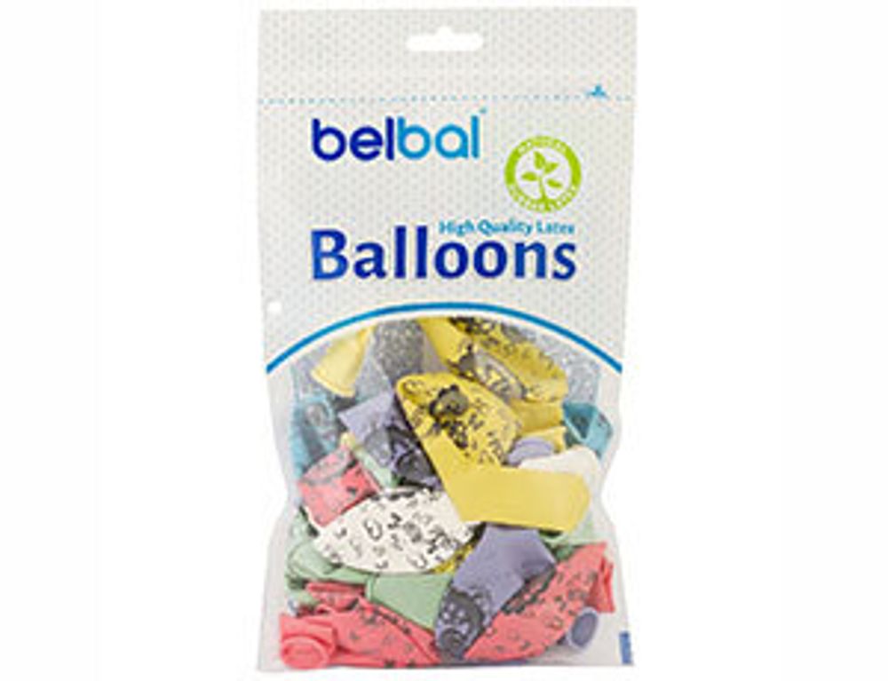 Шар (14"/36 см) Шелкография пастель С ДР Динозаврик 25 шт.