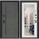 Дверь Входная Бункер BN-04 Зеркало Белый софт, фацет с багетом 16мм