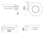 LM3143C Омега Аксессуары для ванной,мыльница стеклянная с настенным держателем, хром (к/к 10)